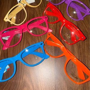 Six colorful personality glasses with clear lenses